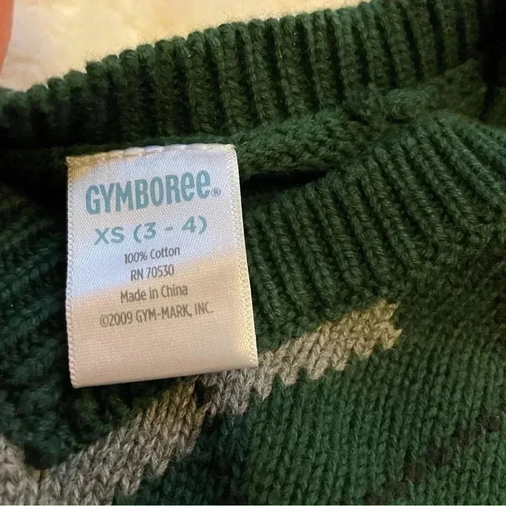 Gymboree 100%‎ cotton XS green and gray sweater vest